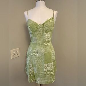 Kendall & Kylie Light Green Patchwork Mini Dress